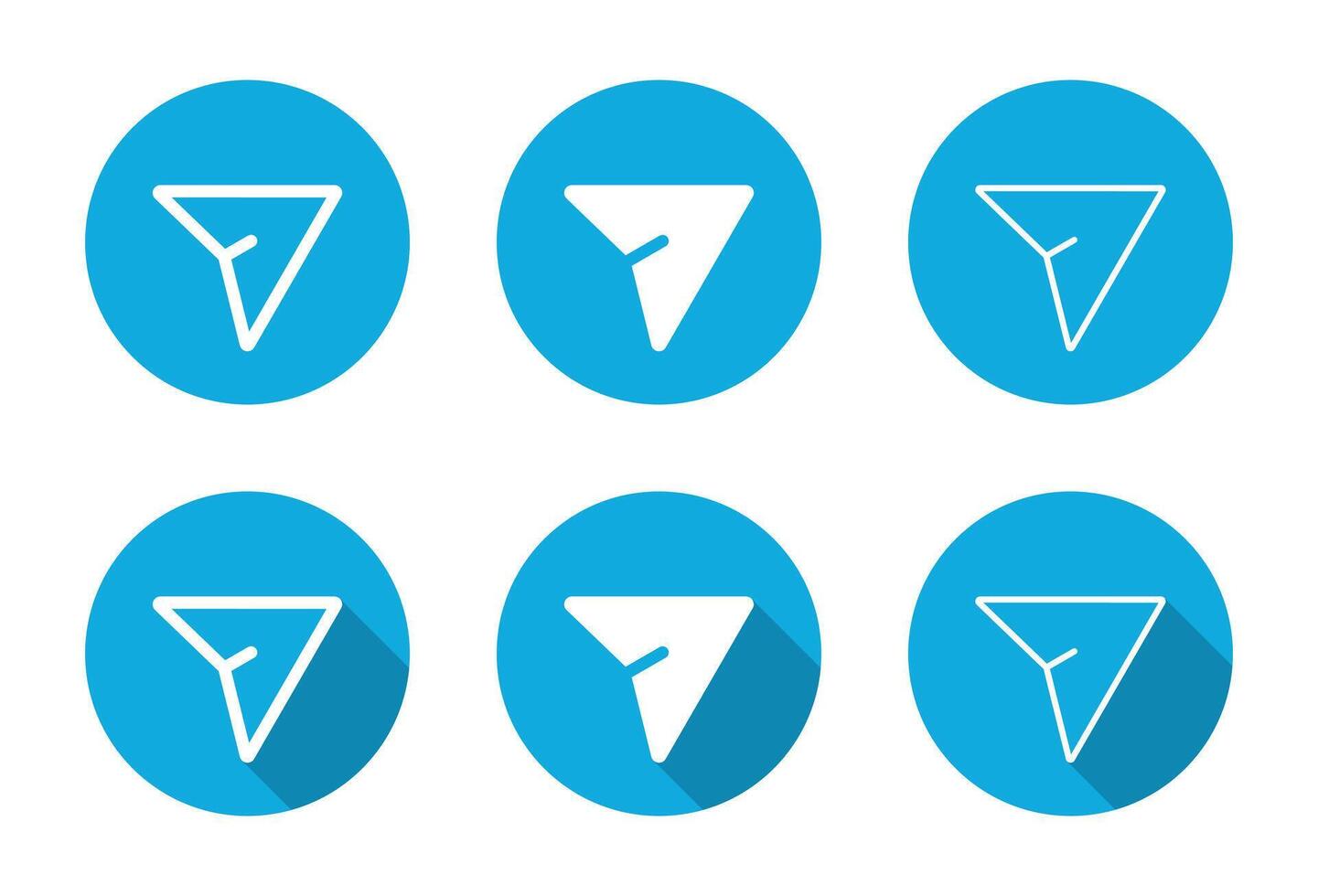 Share arrow icon set with long shadow. Send, direct message button sign symbol vector