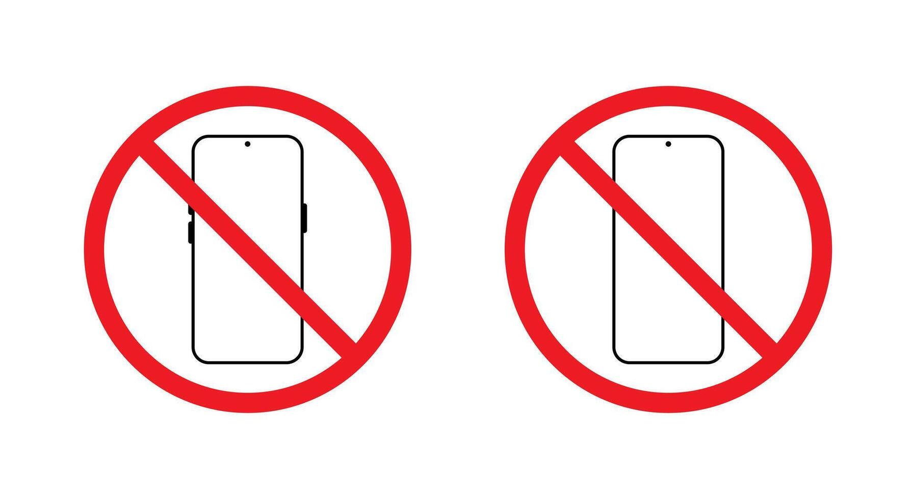 No smartphone area icon. Mobile phone prohibition sign. Cellphone with forbidden symbol vector