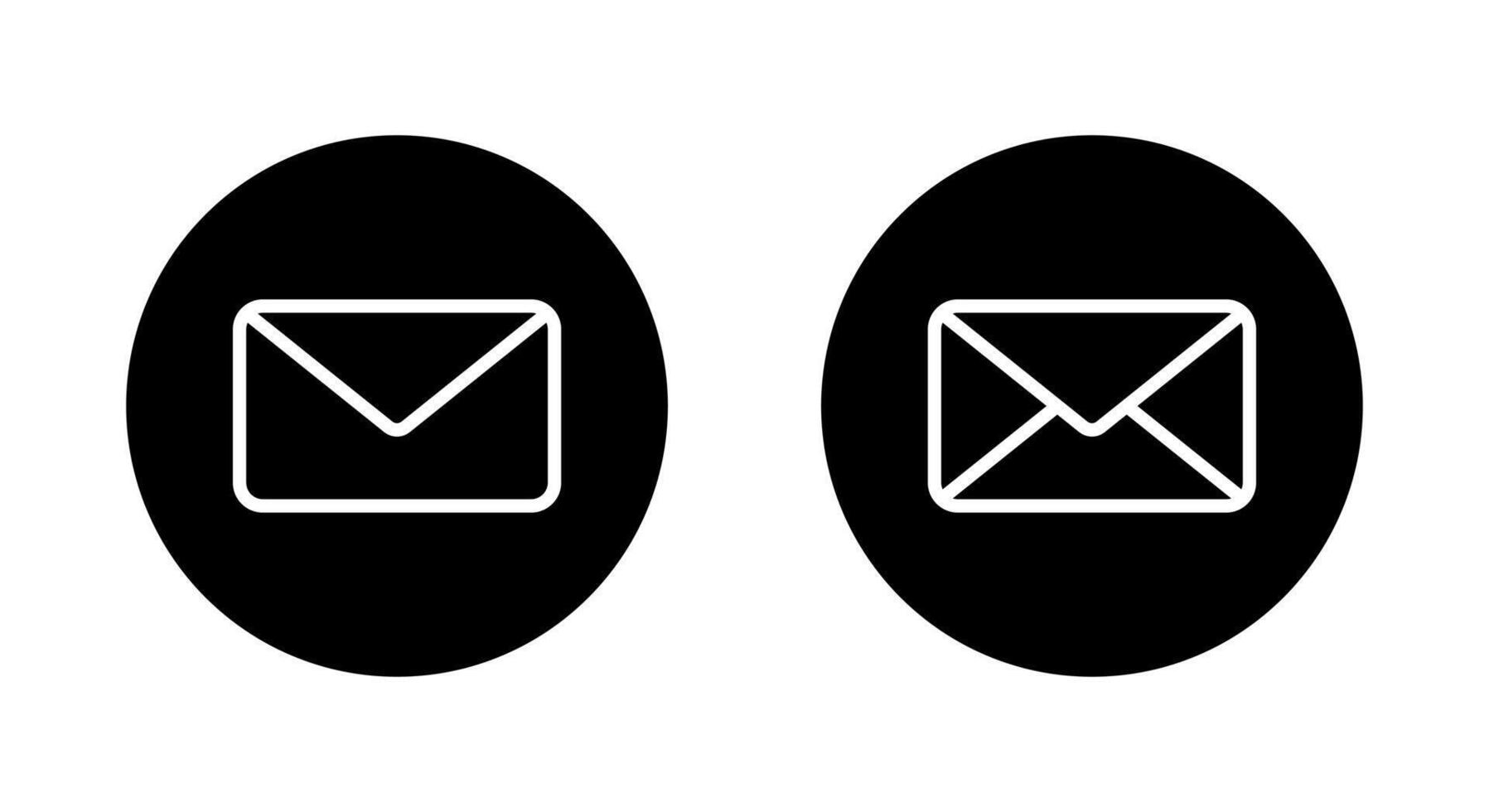 Envelope email, message icon on black circle. Newsletter web sign. Mail symbol vector