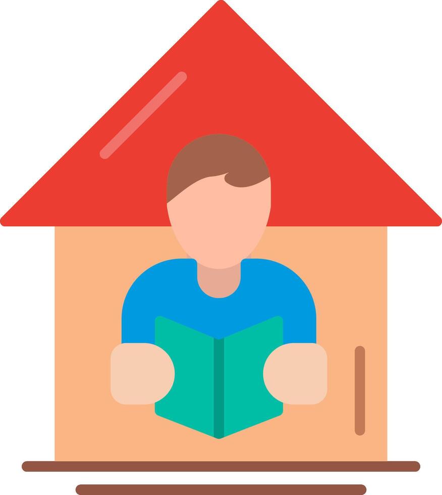 Home Learning Flat Multicolored Icon Design vector