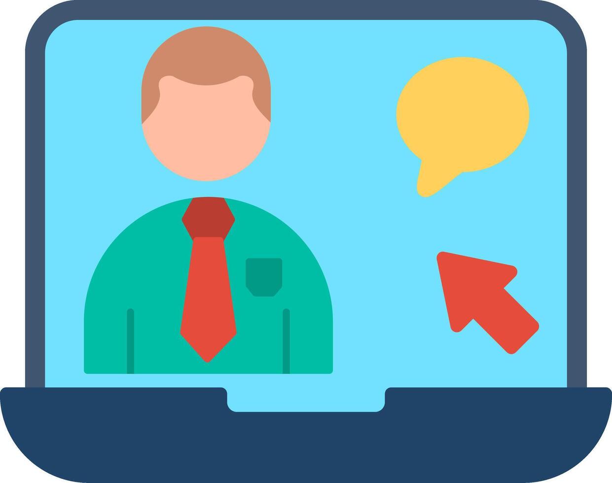 Online Interview Flat Multicolored Icon Design vector