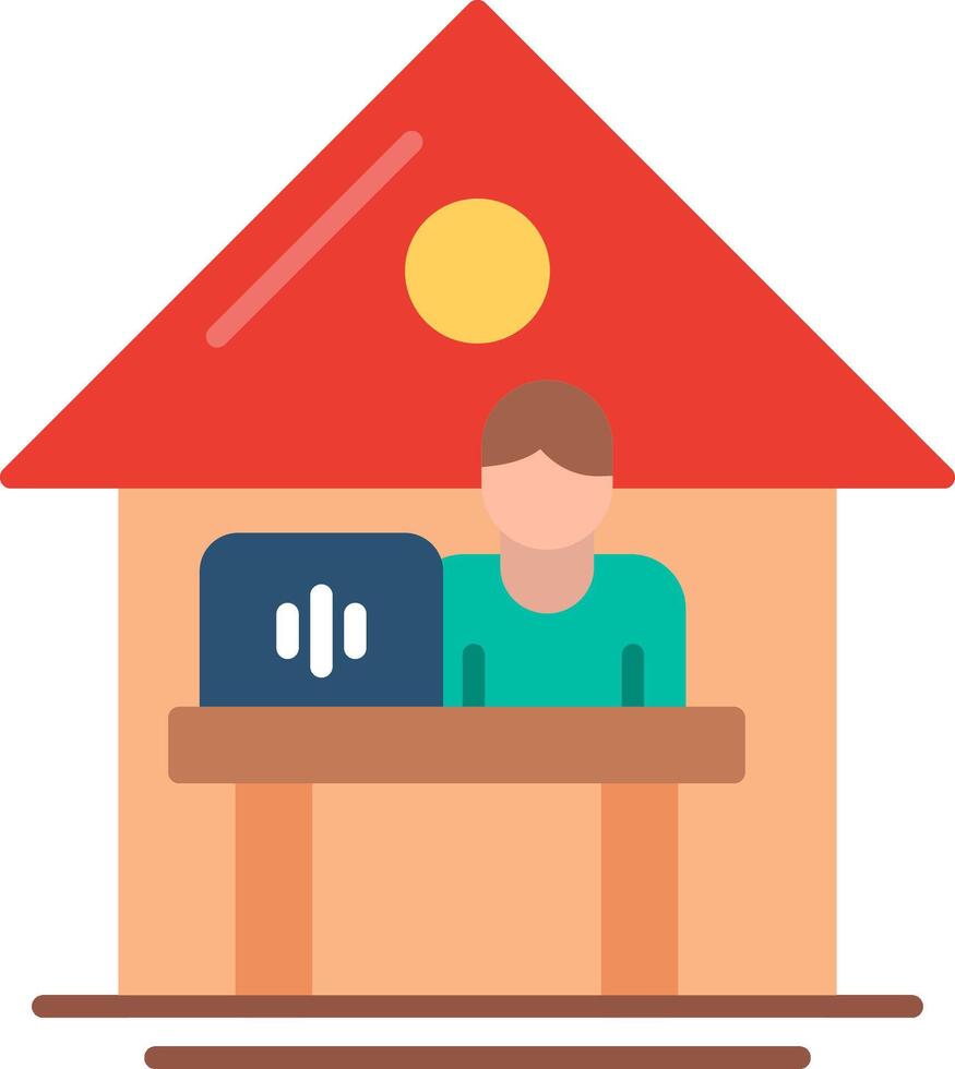 Work At Home Flat Multicolored Icon Design vector