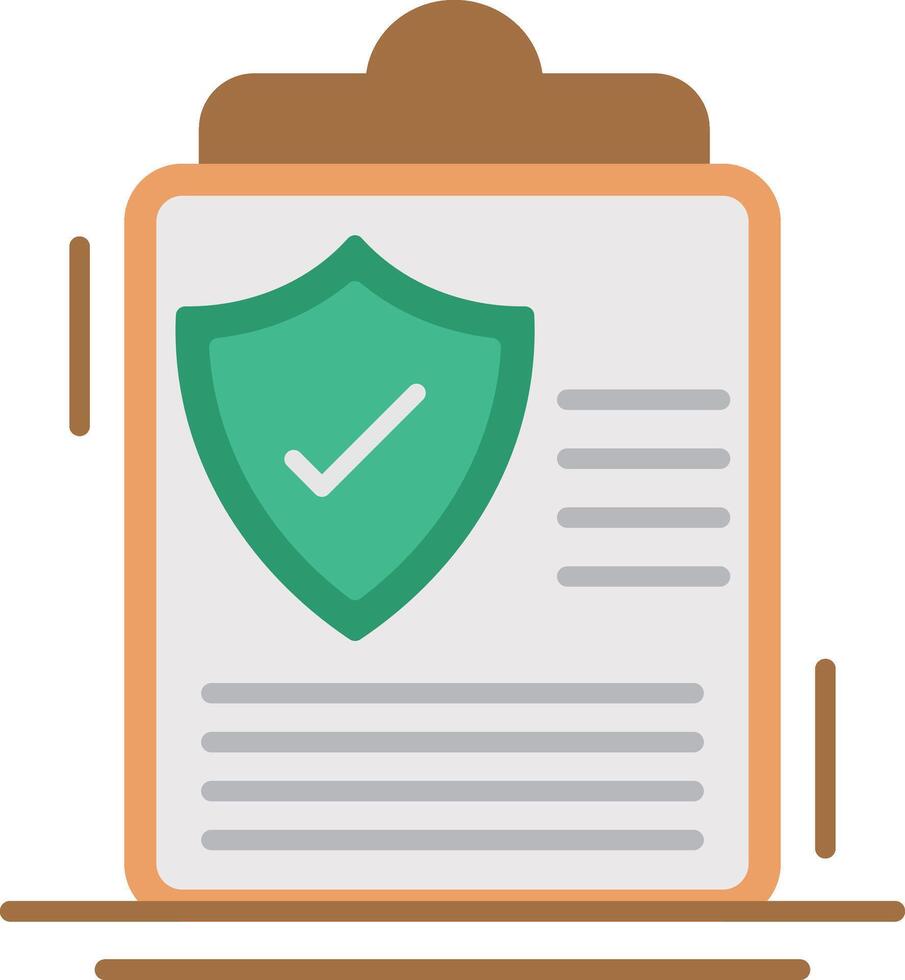 A clipboard with a green shield and check mark vector
