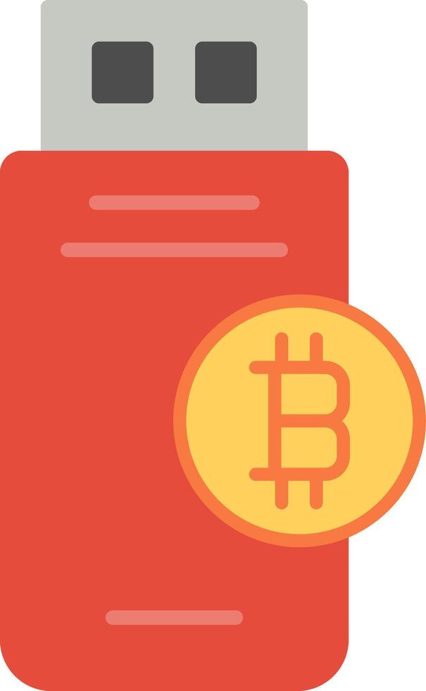 Bitcoin Usb Device Flat Multicolored Icon Design vector