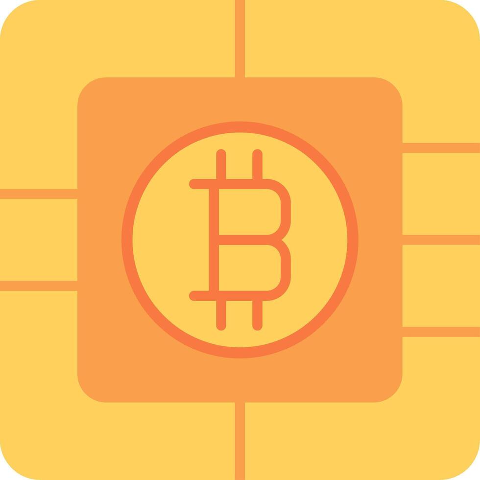 Bitcoin Chip Flat Multicolored Icon Design vector