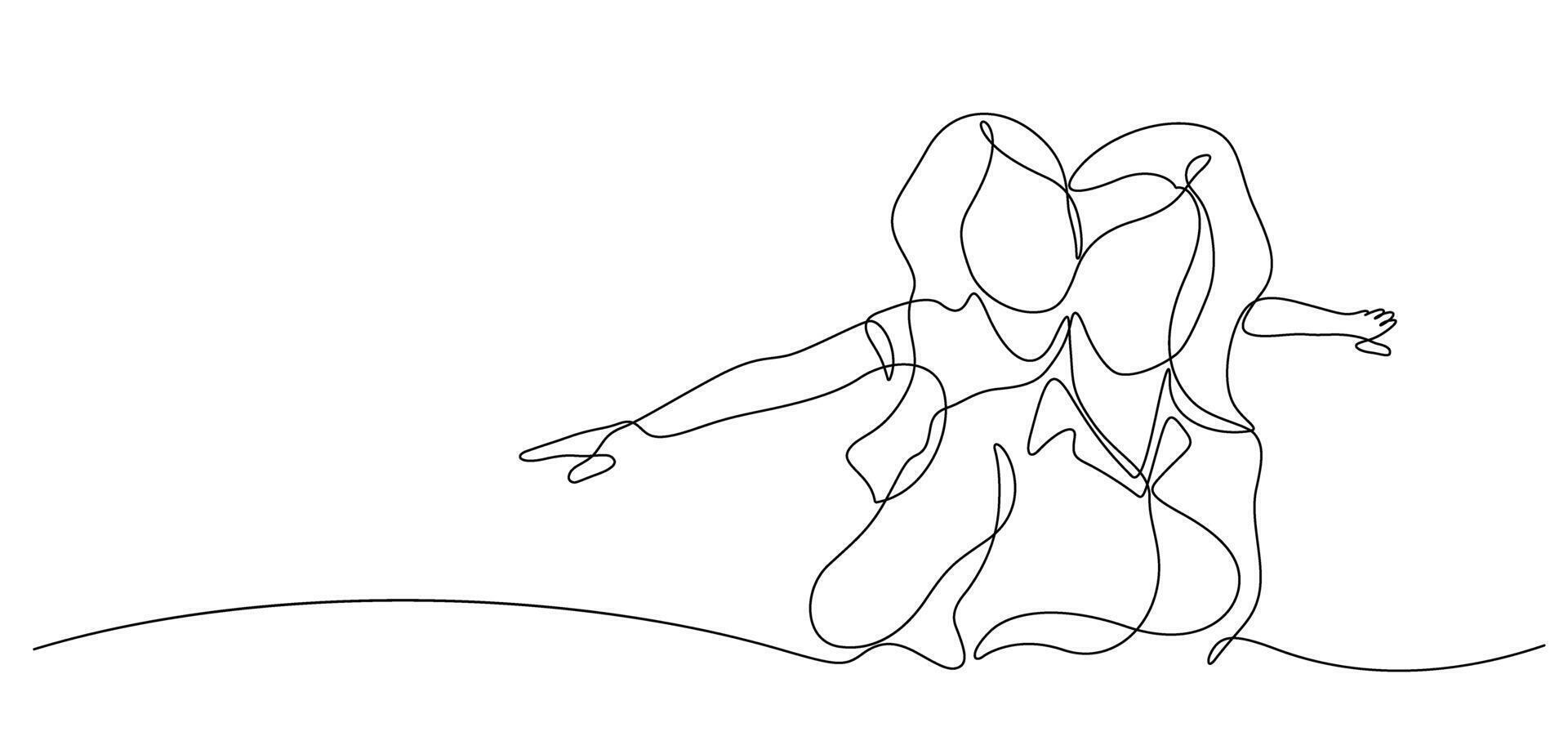 happy mother giving piggyback ride daughter flying with hand pose one line continuous vector