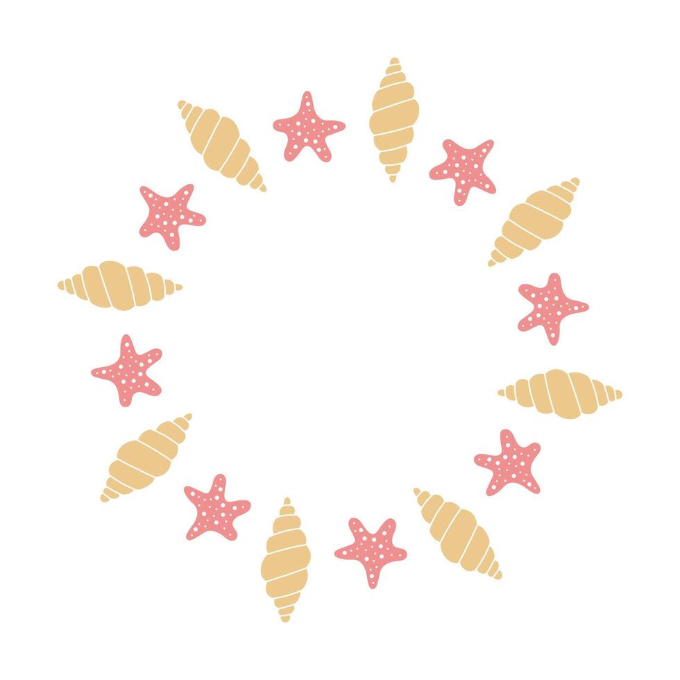 Seashell Starfish Circle Frame vector