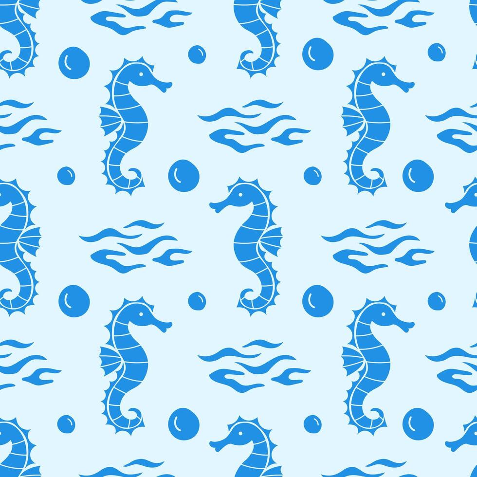 Seahorse Underwater Seamless Pattern vector