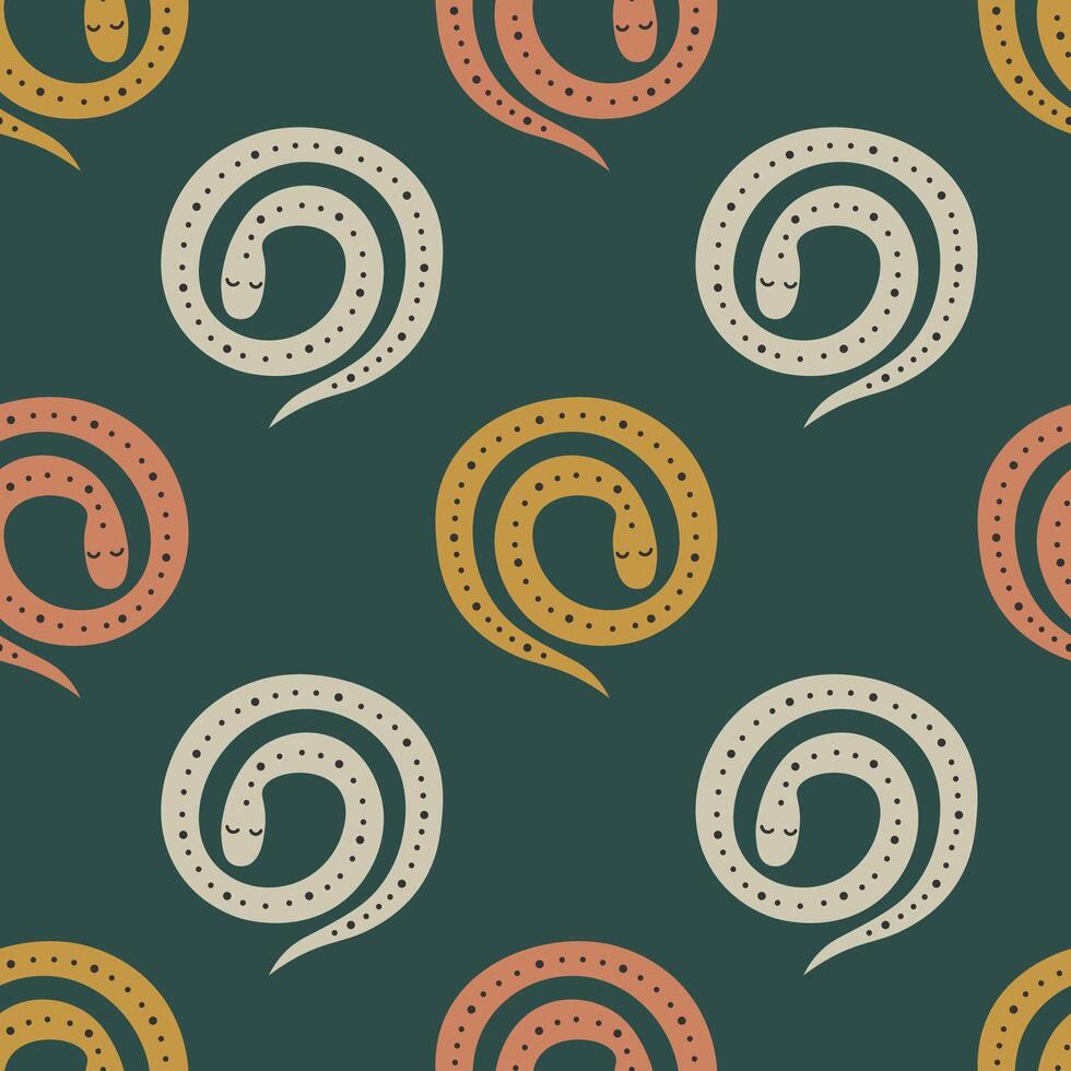 Coiled Snake Seamless Pattern vector