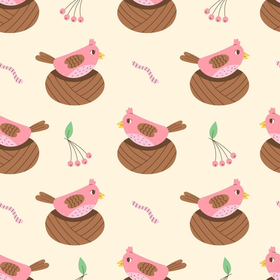 Bird Nest Worm Seamless Pattern vector