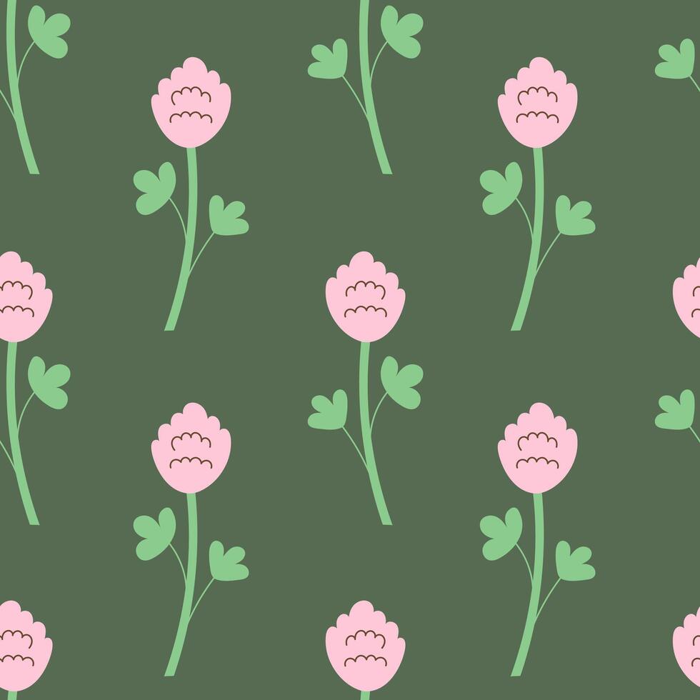 Clover Flower and Leaf Seamless Pattern vector
