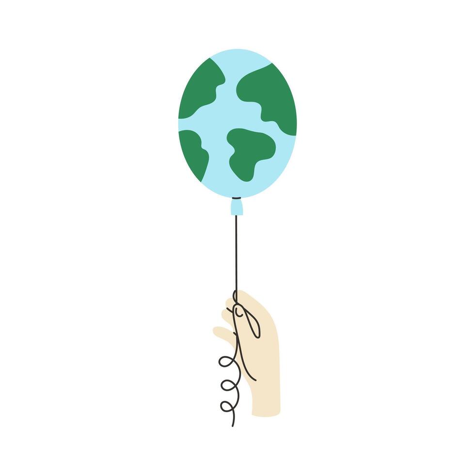 Hand Holding Globe Balloon Thread vector