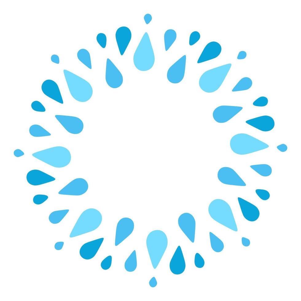 Blue Water Drops Circle Frame vector