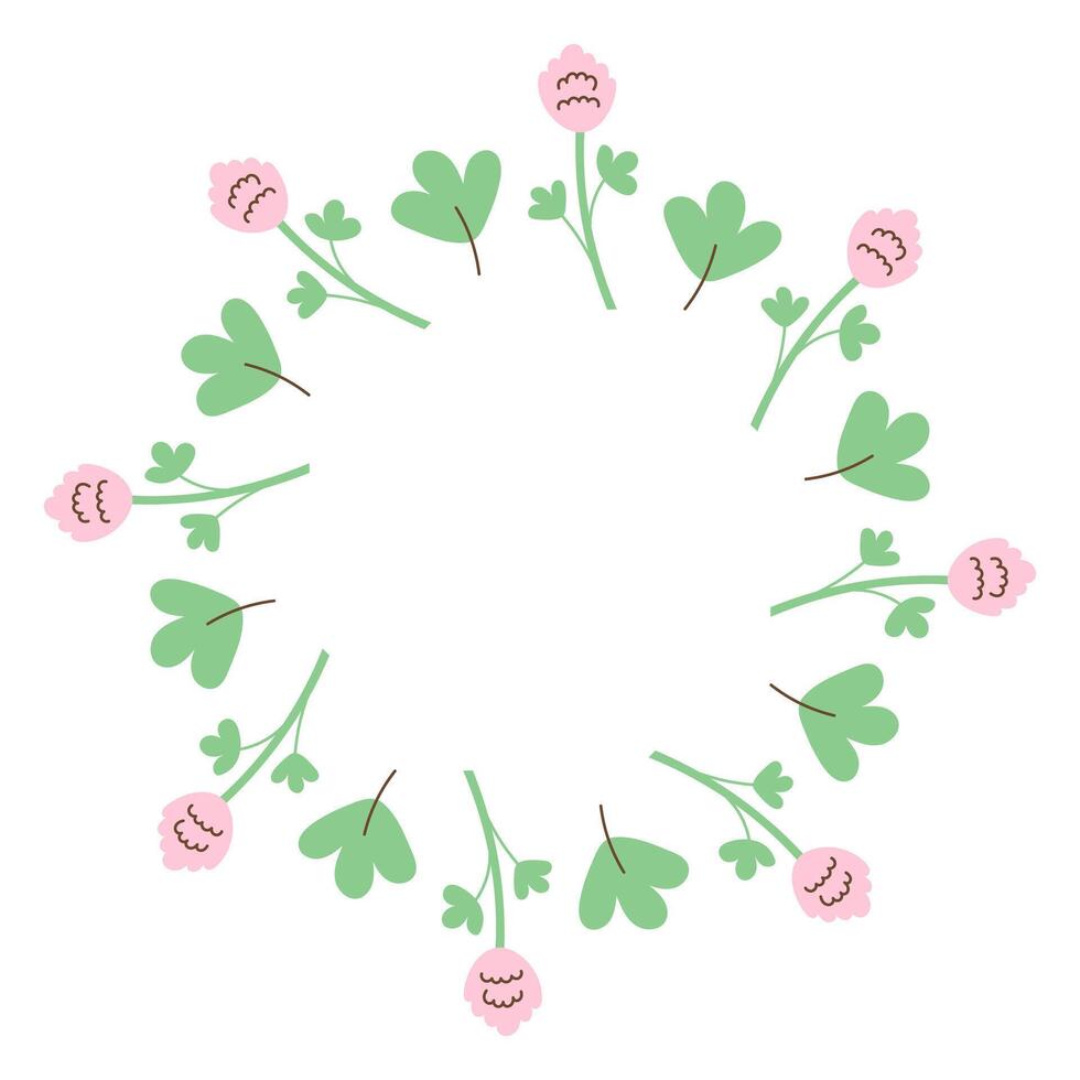 Clover Flower Leaf Circle Frame vector