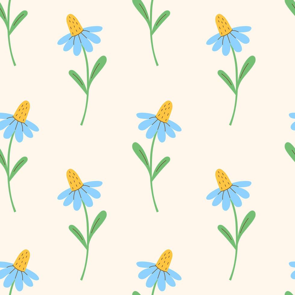 Chamomile Flower Seamless Pattern vector