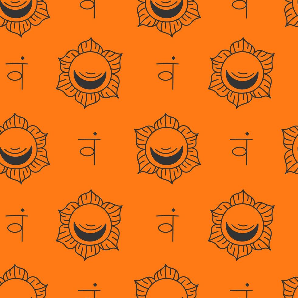 Svadhishthana Chakra Seamless Pattern vector