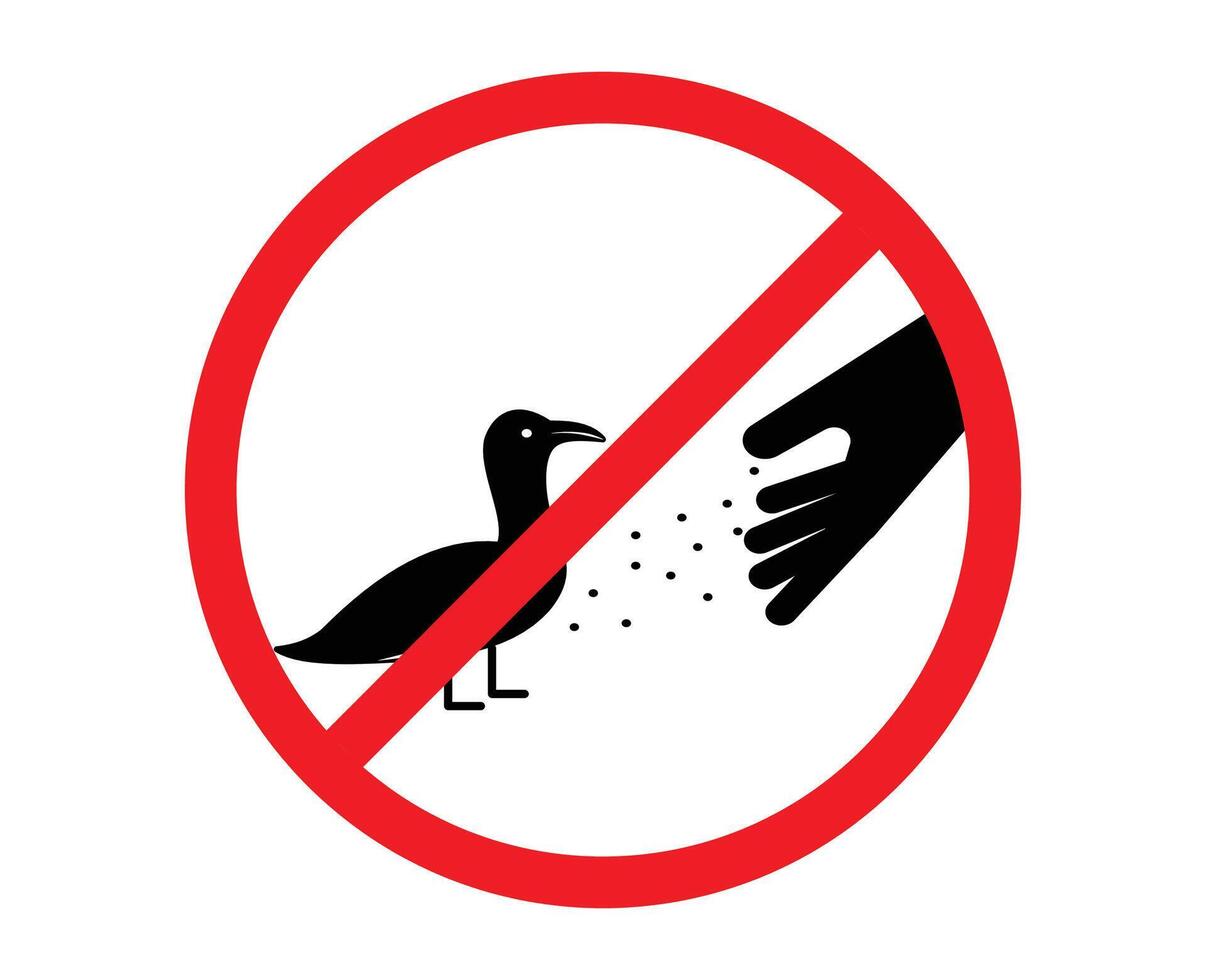 Do not feed birds forbidden signs. no feeding bird sign. no animal feeding sign vector