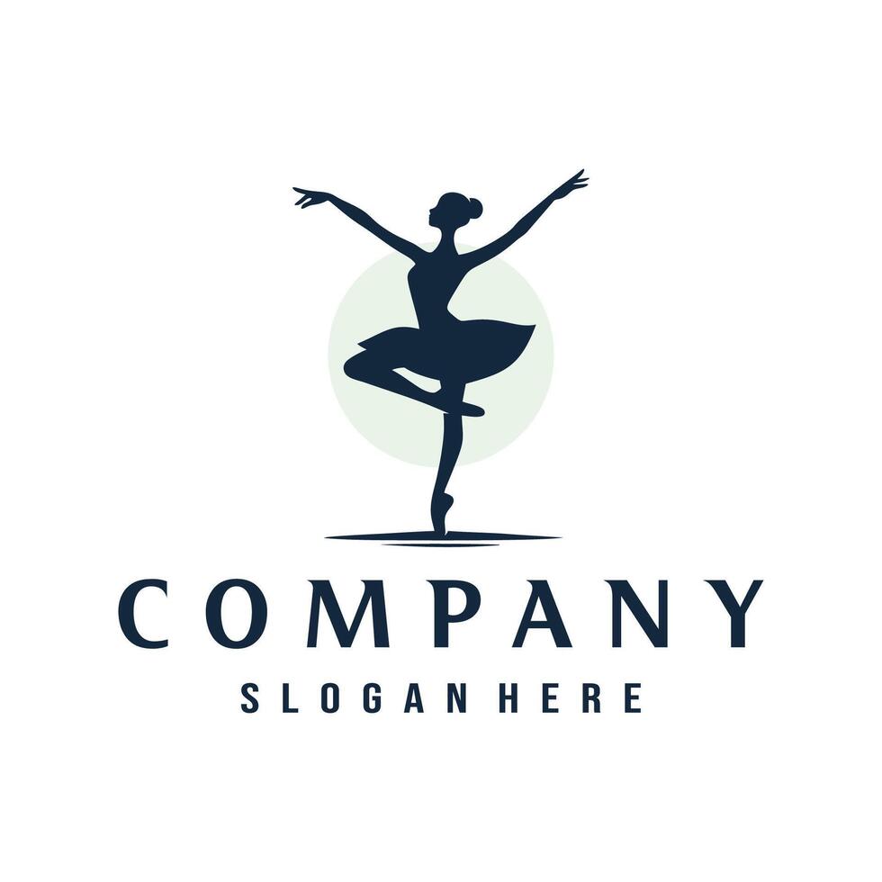 ballerina dancer silhouette logo design template illustration vector