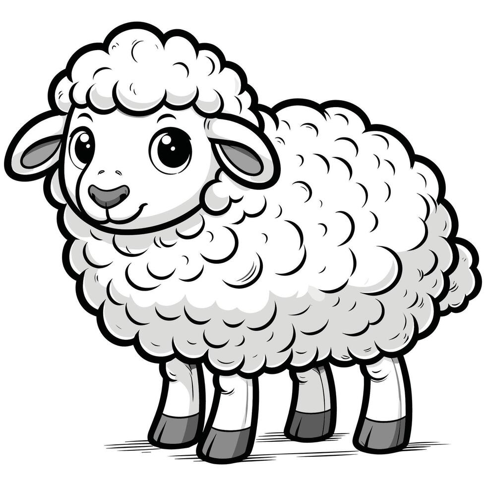 Adorable Cartoon Sheep with Big Eyes and Fluffy Wool for Childrens Designs vector