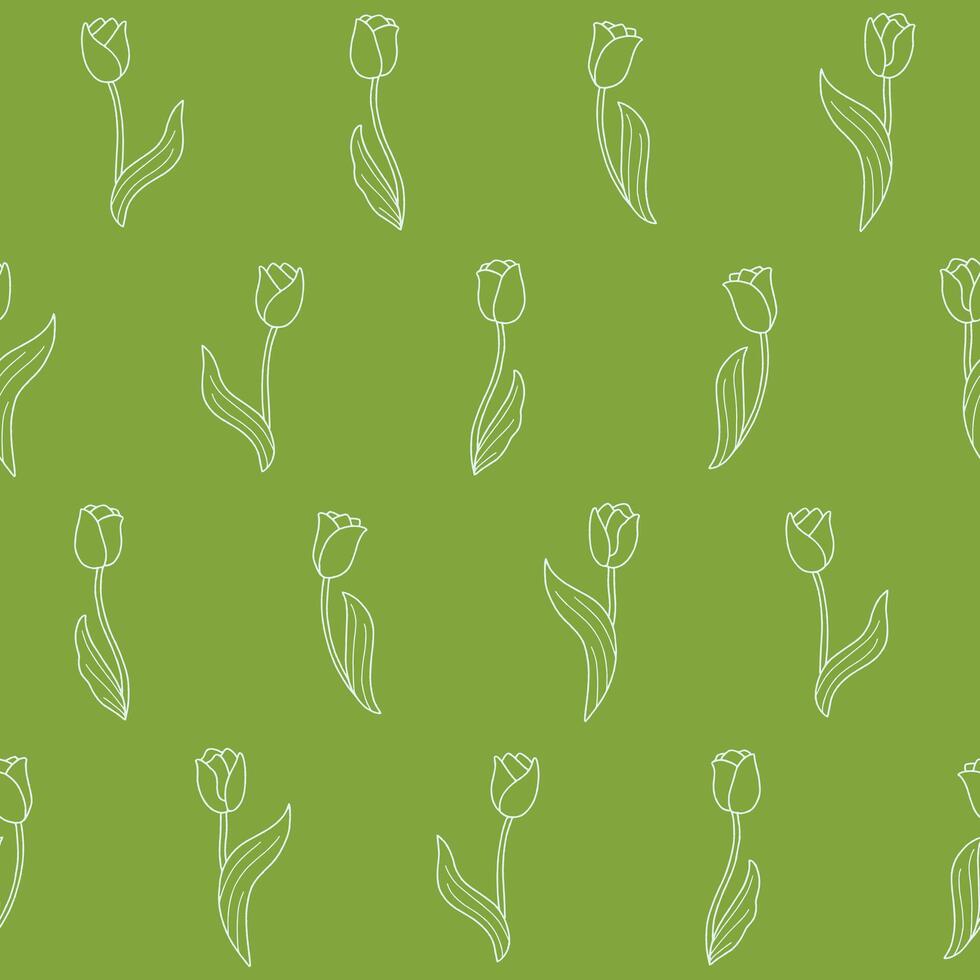 Outline Tulip Seamless Pattern Background for Print Fabric Surface Fashion Wrapping vector