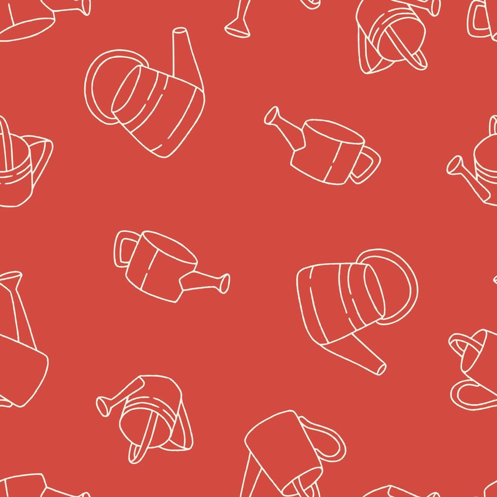 Outline Watering Can Seamless Pattern Background for Surface Print Fabric Fashion Wrapping vector