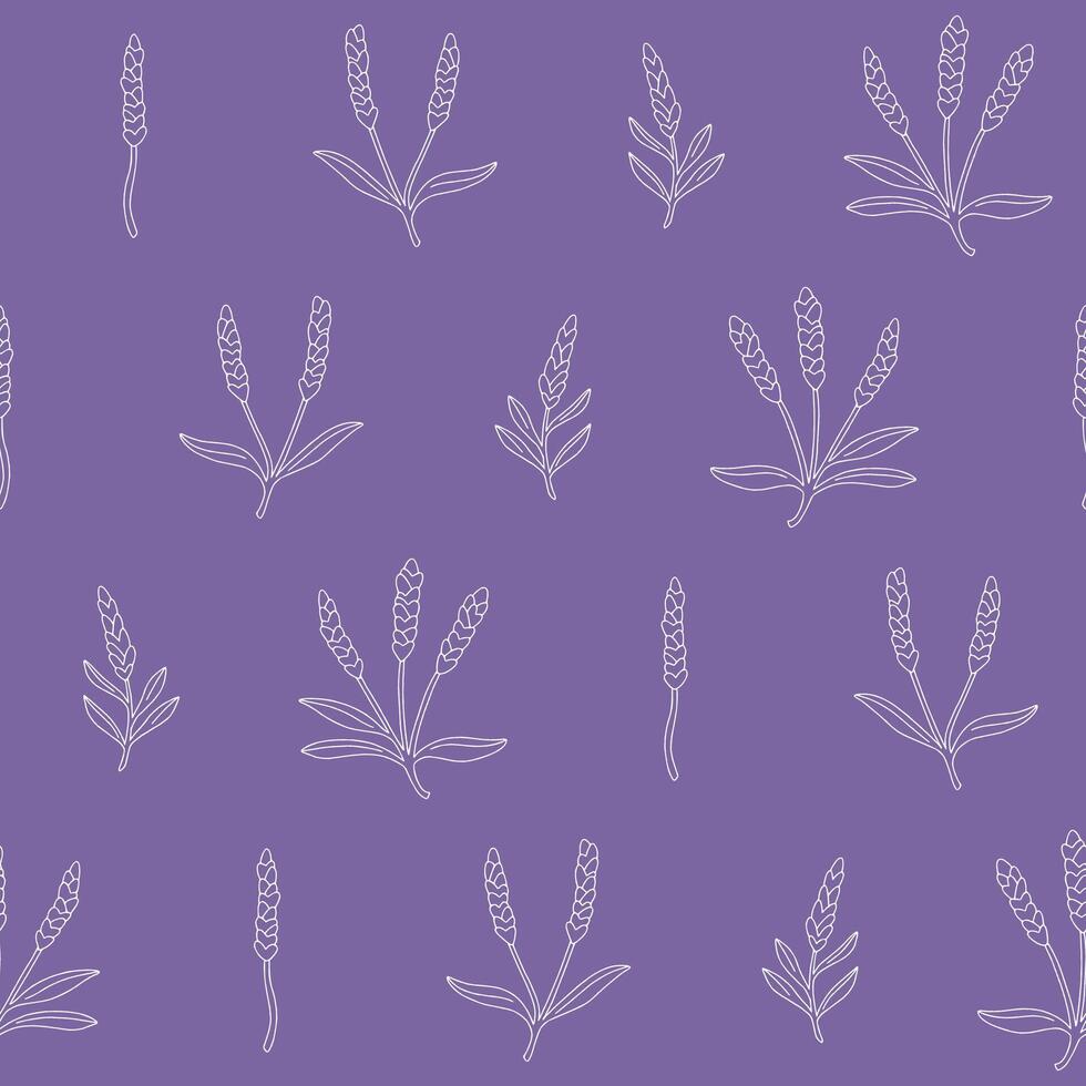 Outline Lavender Flower Pattern Illustration Seamless for Wallpaper Background Cover Packaging vector