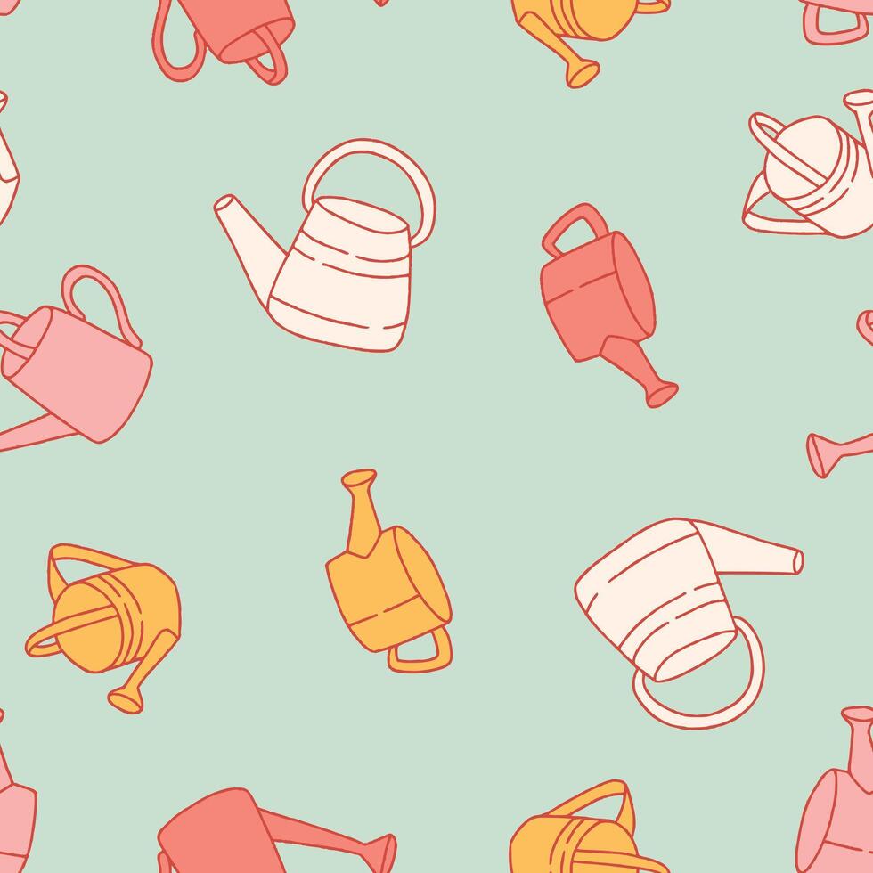 Watering Can Seamless Pattern Background for Surface Print Fabric Fashion Wrapping vector