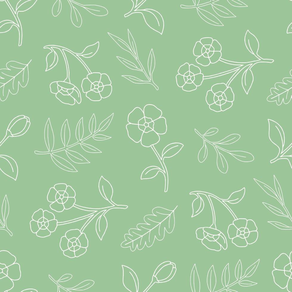 Outline Seamless Pattern of Primrose Flower Foliage Background for Fashion Wrapping Print Fabric vector