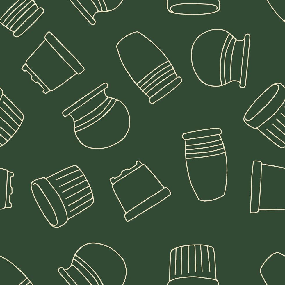 Outline Pot Pattern Repeat Seamless for Wallpaper Background Cover Packaging vector