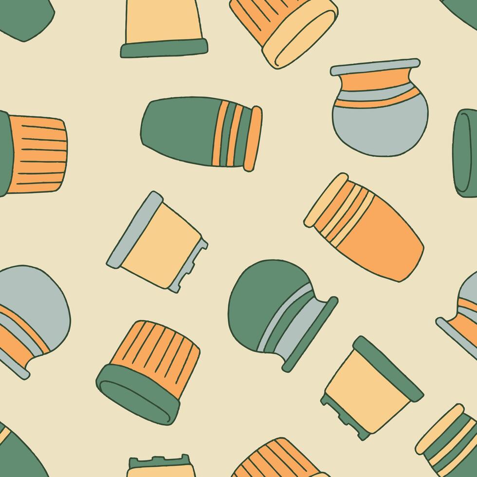 Pot Pattern Repeat Seamless for Wallpaper Background Cover Packaging vector