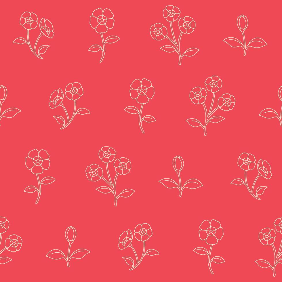 Outline Primrose Flower Seamless Pattern Background for Print Fabric Surface Fashion Wrapping vector