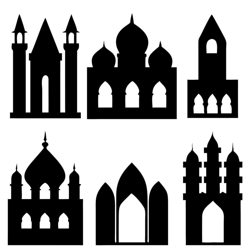 Arabic Islamic Architecture Arch Window Silhouettes vector