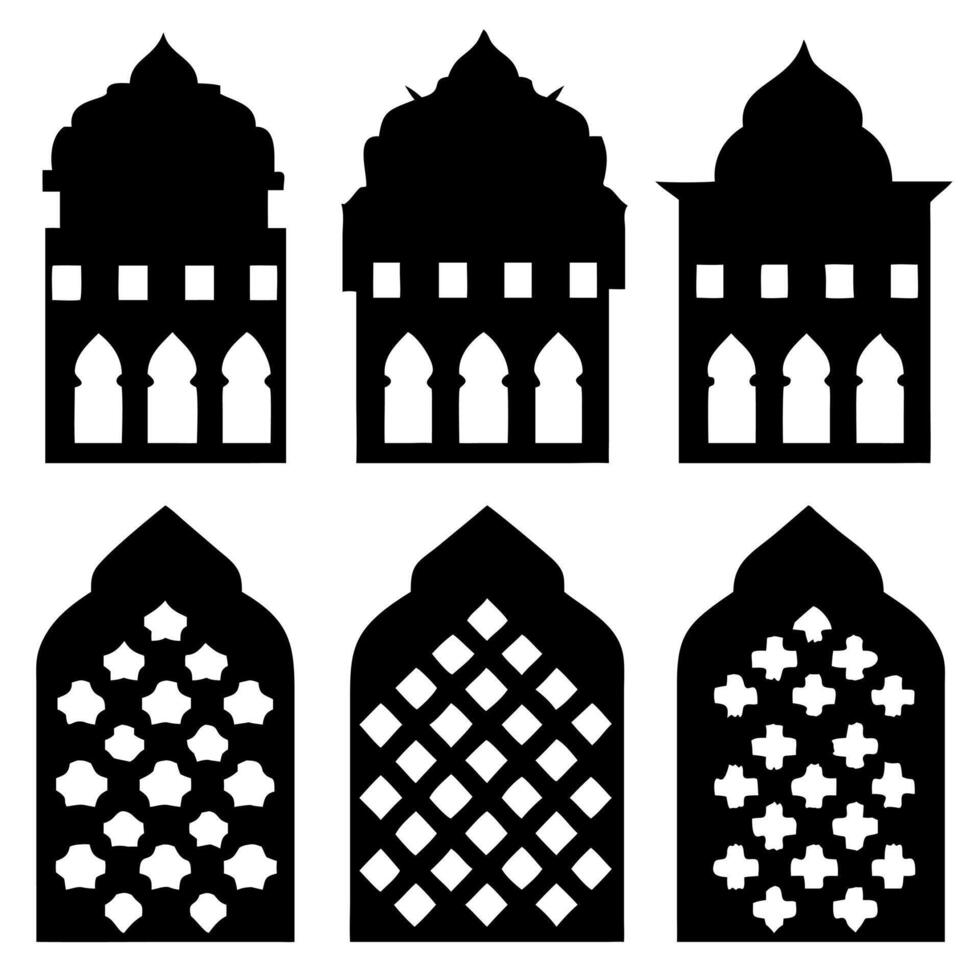 Islamic Window Arch Collection Mughal Moorish vector