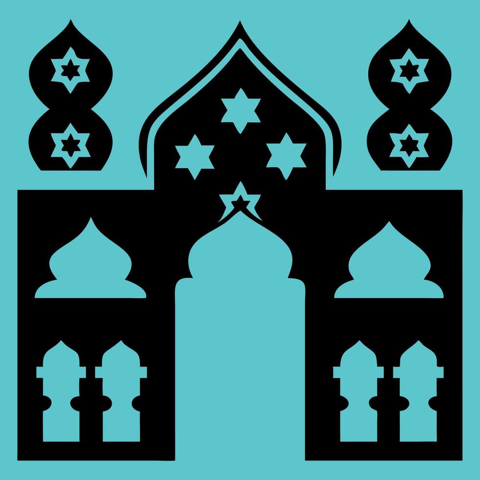 Moorish Arch Silhouette Set Arabic Window Elements vector