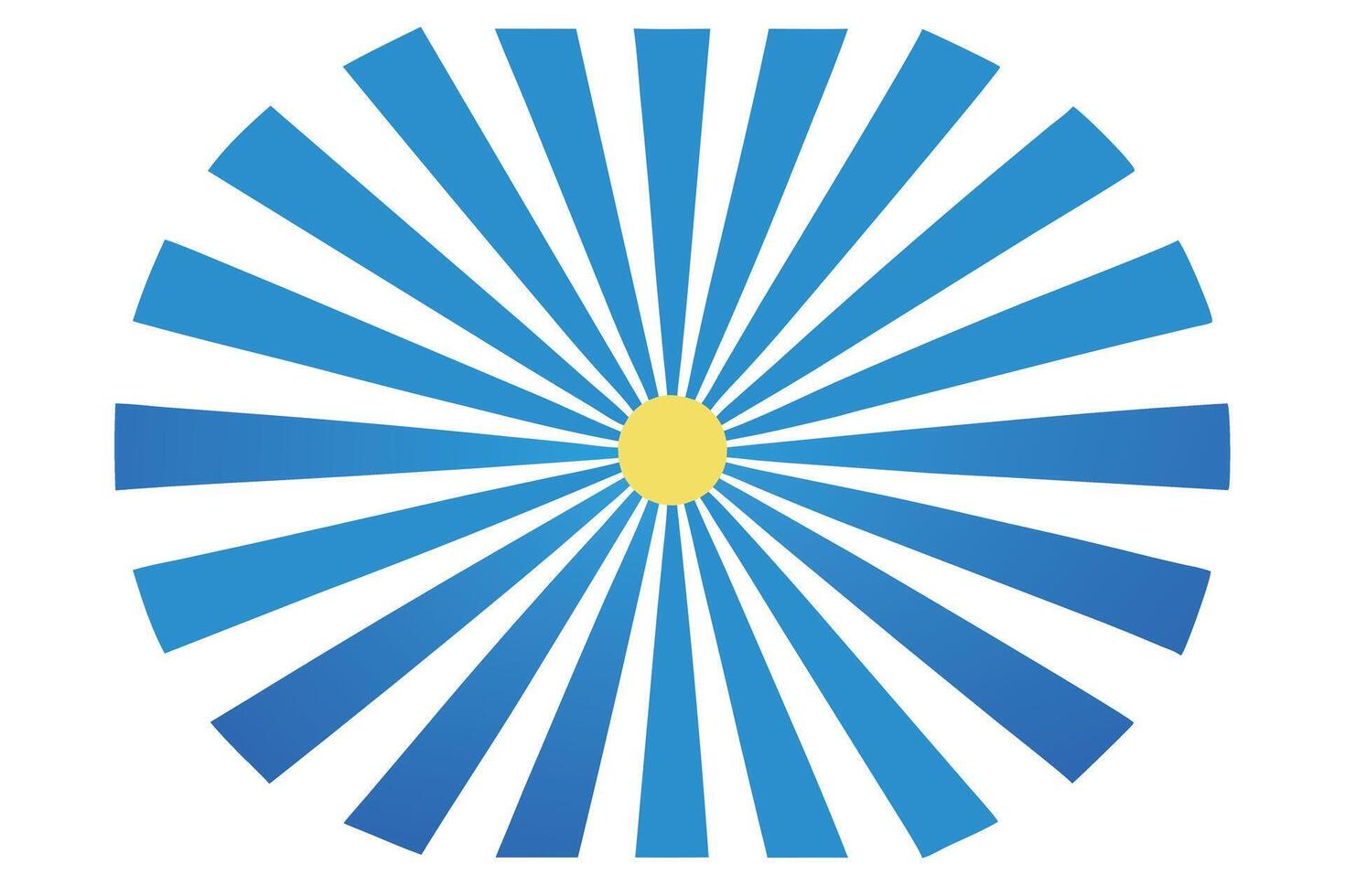 Sunlight Rays Icon With Yellow Circle, Blue Gradient on Transparent Background vector