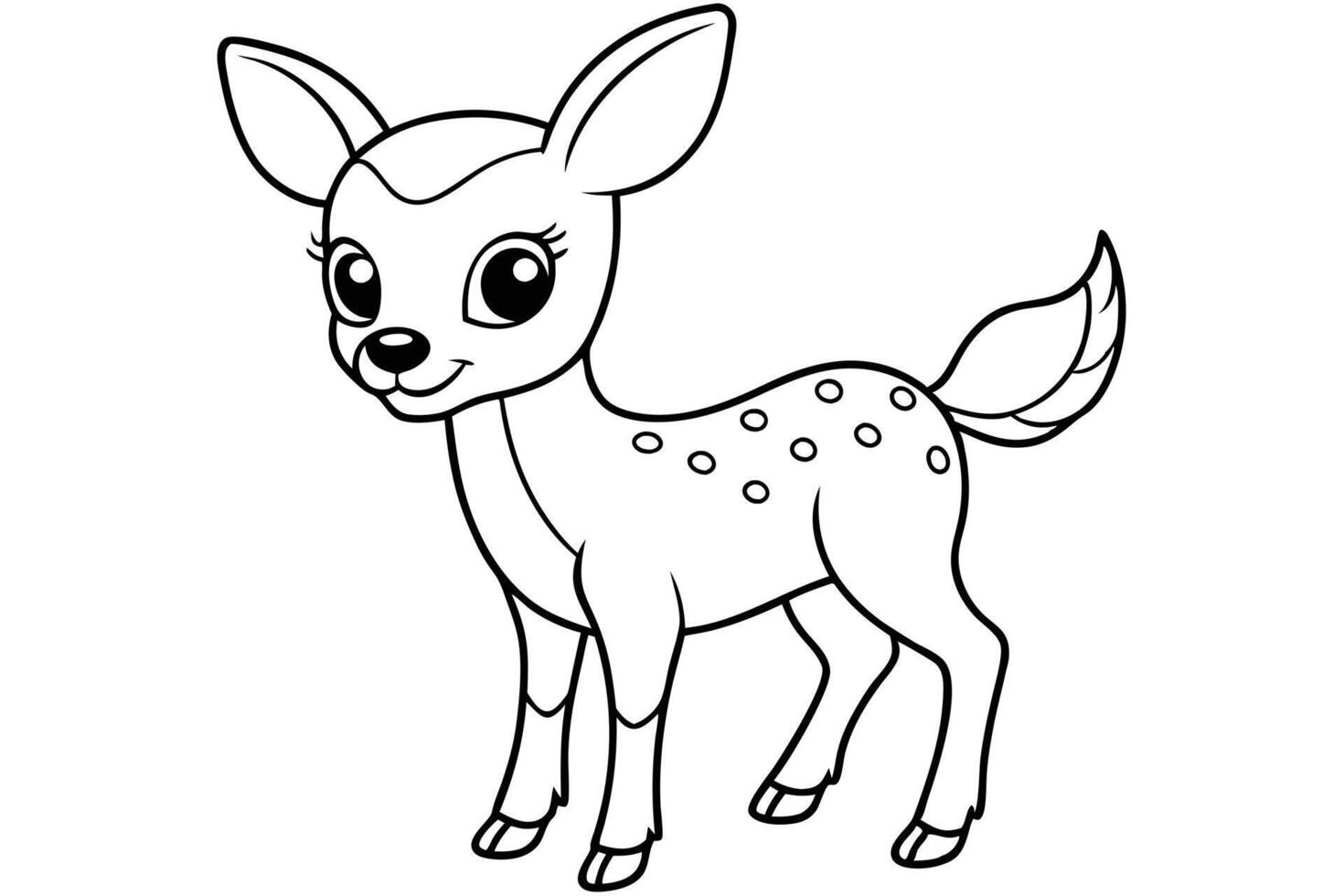 Cartoon Fawn, Cute Deer with Spots, Outline Drawing vector