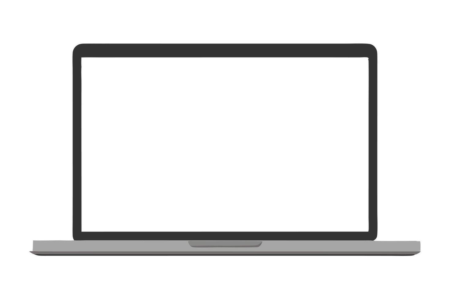Gray Laptop with Blank White Screen Display Isolated vector