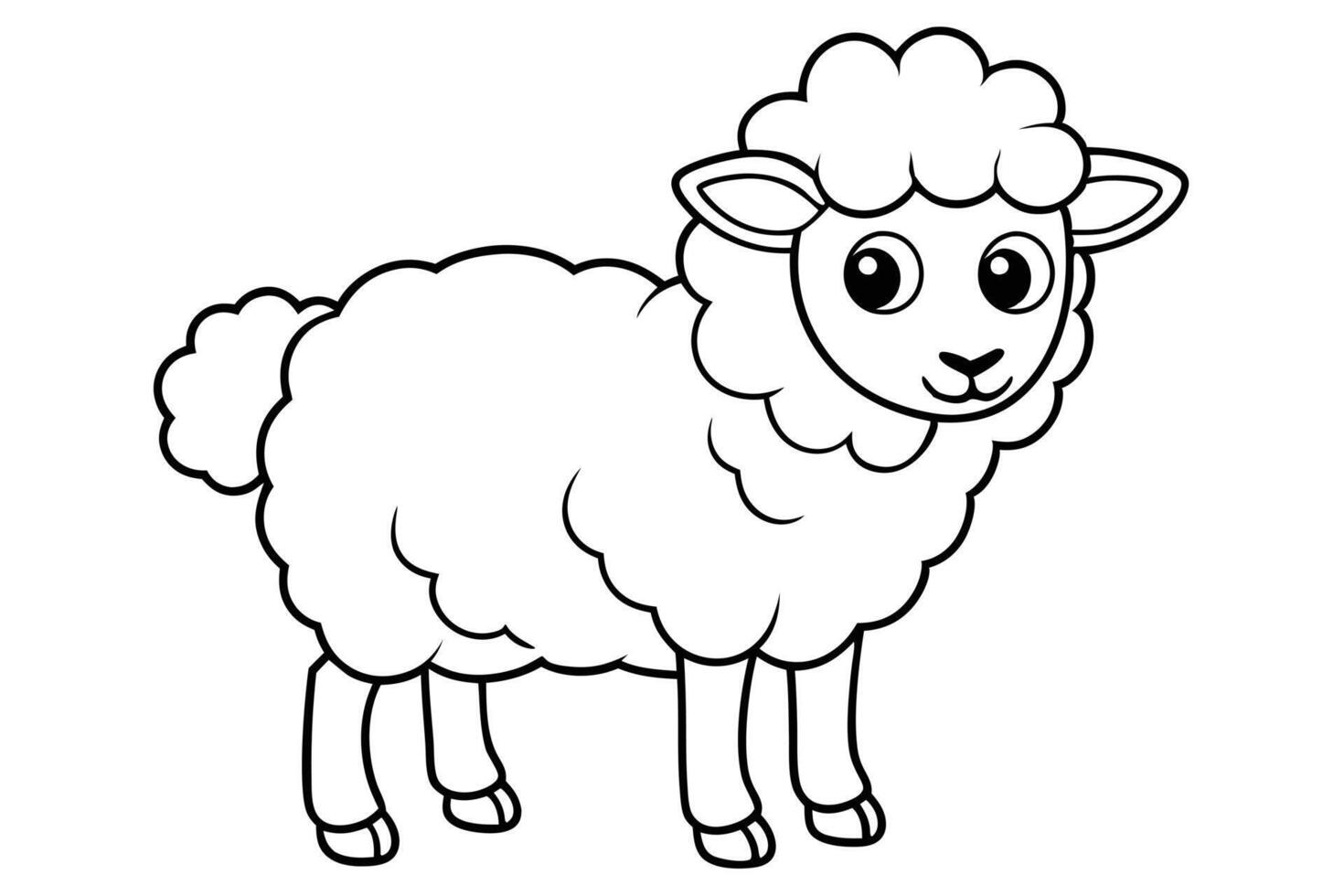 Cute Sheep Cartoon Outline for Kids Projects vector