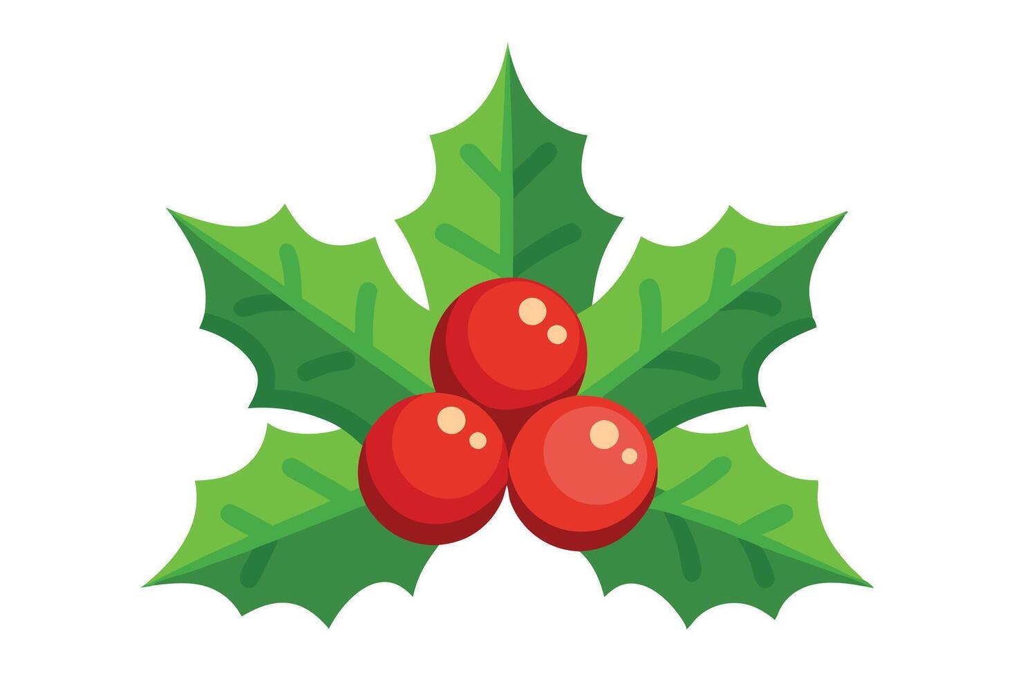 Festive Holly Berry and Leaf Cluster vector