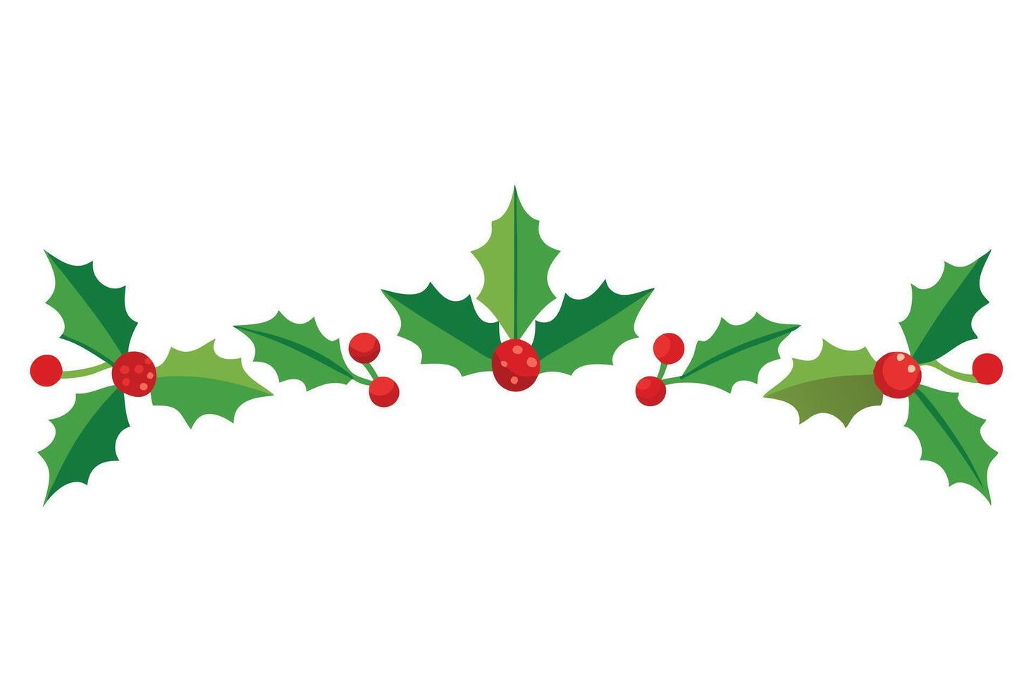 Decorative Holly Berry Branch with Green Leaves vector