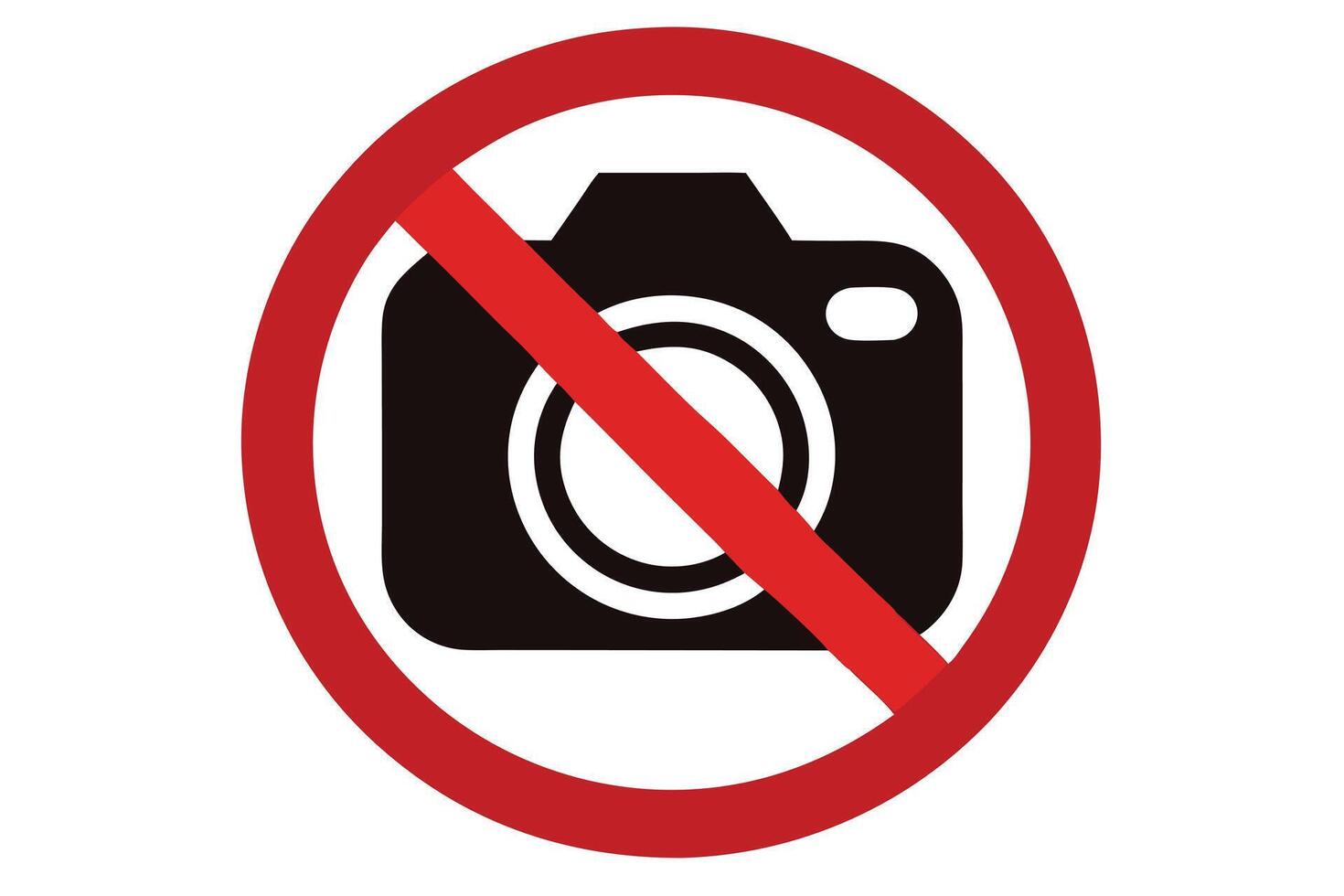 No Camera Sign with Red Circle and Slash Icon on Transparent Background Symbol vector