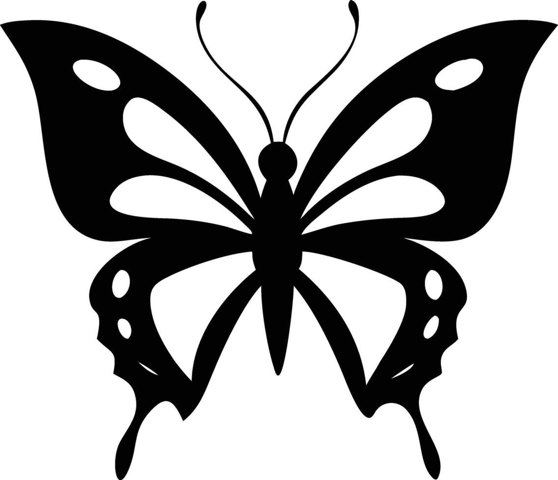 Black silhouette of a butterfly with transparent background in abstract style vector