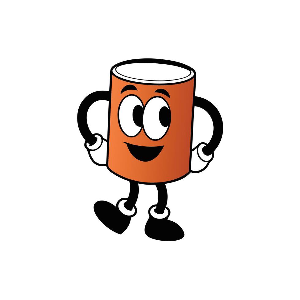 Orange Cartoon Can Character on Transparent Background, Googly Eyes, Smiling Face vector