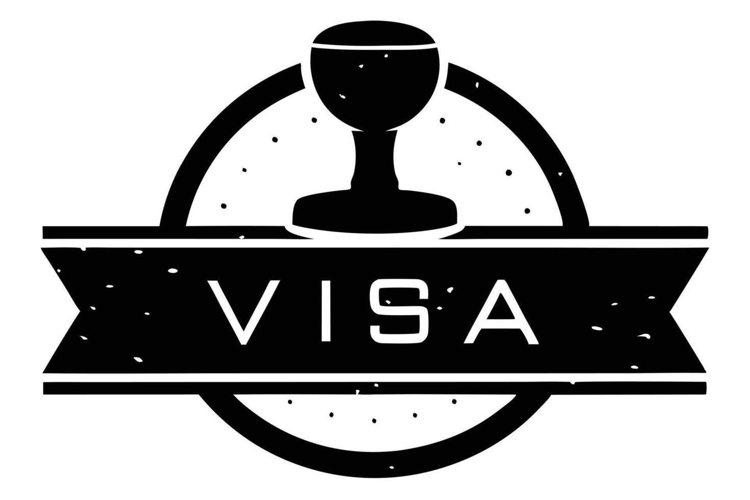 Rubber Stamp with Text Visa on Black Banner vector