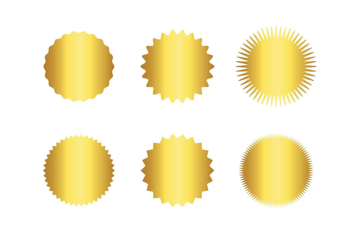 Shiny Golden Seal Collection on White Background, Quality Award Stamps vector