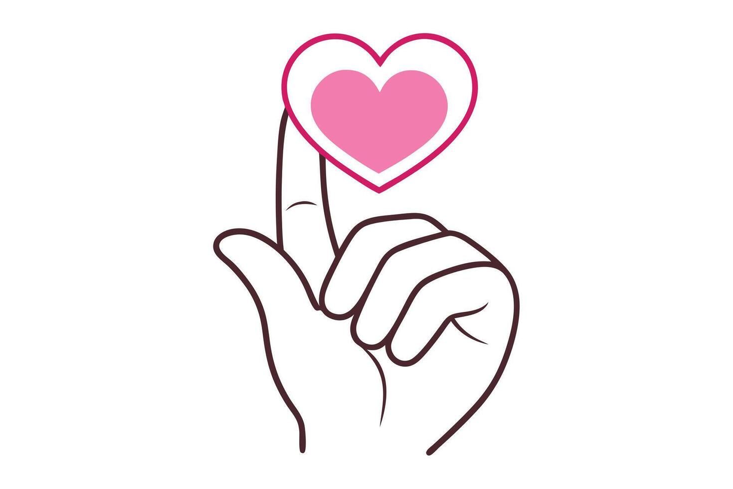 Hand Touching Heart Outline with Finger on Transparent Background vector