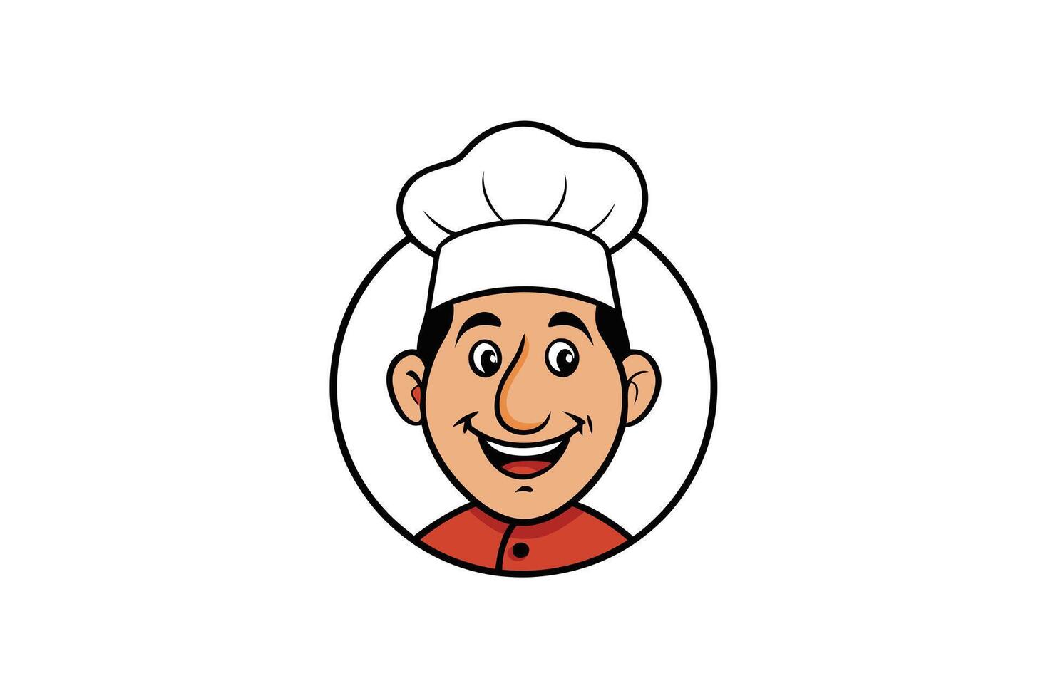 Smiling Cartoon Cook with Chef Hat and Red Uniform vector