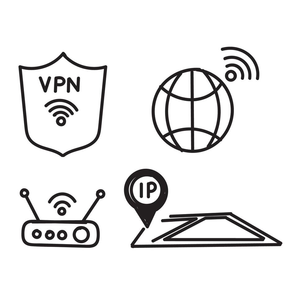 vpn icon set, wifi, internet, internet router, wifi router, wifi router icon, vector