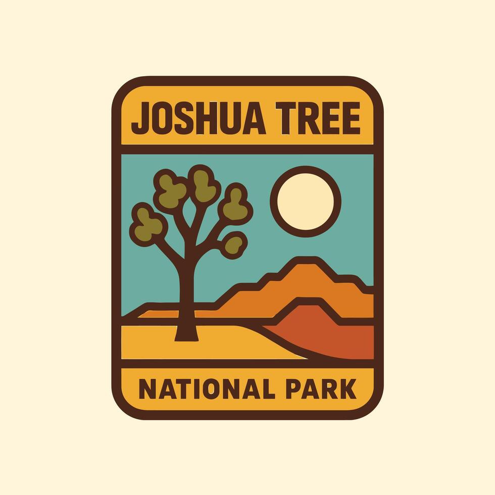 Vintage Style National Park Illustration with Desert Landscape and Tree vector