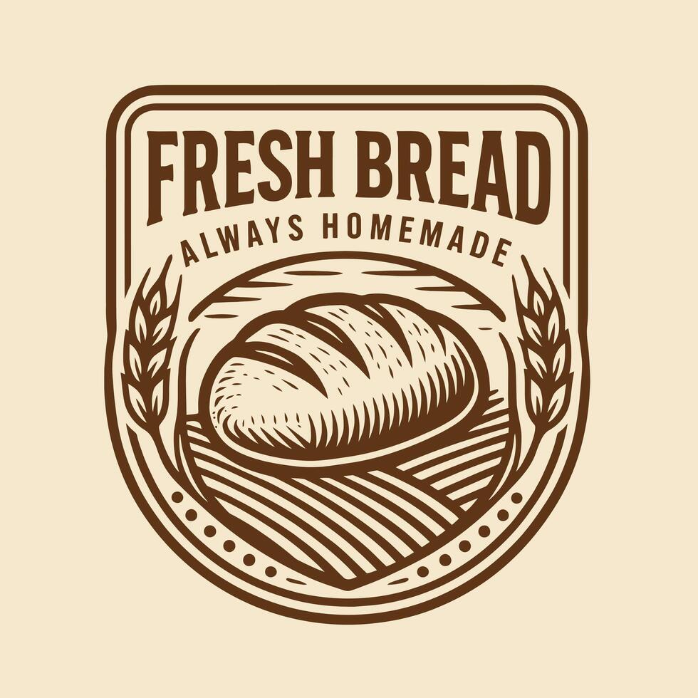 Fresh Bread Homemade Logo with Wheat Stalks Design Element vector